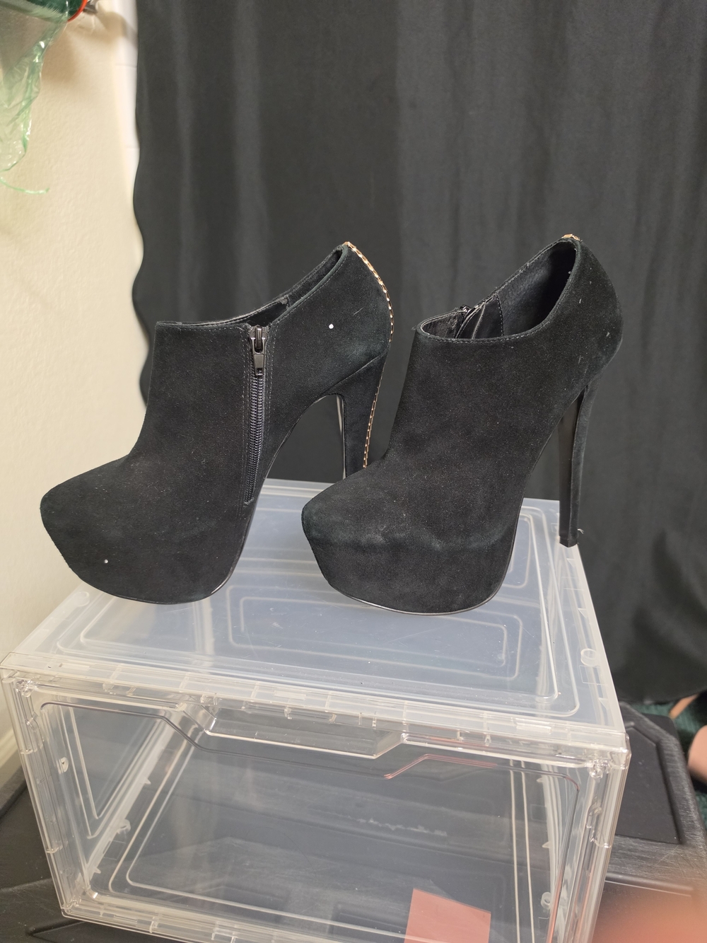 Steve Madden Black Suede Platform Ankle Booties